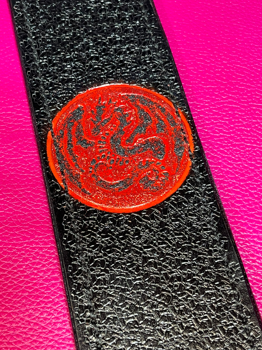 Strap: Black Leather with Hand-painted Red Dragon