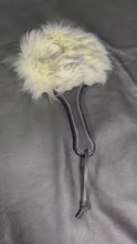Load and play video in Gallery viewer, Leather Paddle: black-Tipped Sheepskin with Purple &amp; Black Leather
