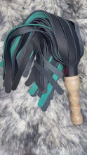 Load and play video in Gallery viewer, Flogger: Black &amp; Turquoise Mop, Ribbed Maple Handle
