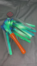 Load and play video in Gallery viewer, Flogger: Iridescent Blue/Green  Leather with Padauk Handle
