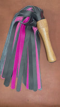 Load and play video in Gallery viewer, Flogger: Black &amp; Pink Leather Mop, Hardwood Handle
