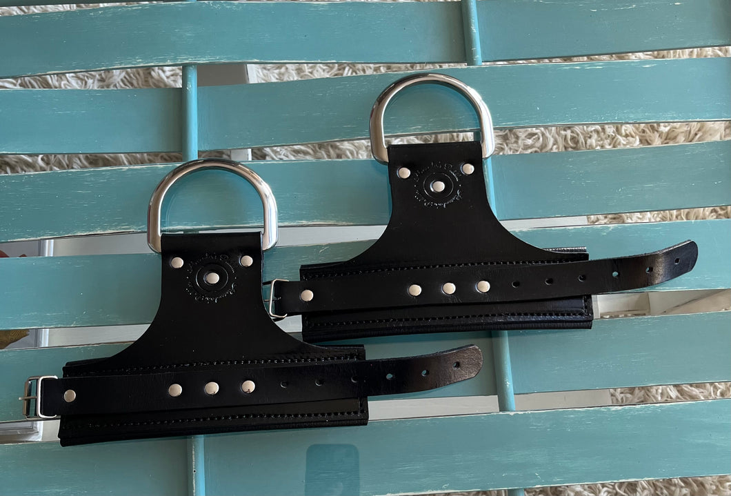 Cuffs: Suspension Cuffs in Black Leather, One Pair