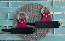 Load image into Gallery viewer, Cuffs: Suspension Cuffs in Fuschia &amp; Black Leather, One Pair
