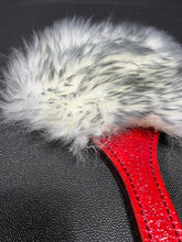 Load image into Gallery viewer, Paddle: Lollipop Style in Red/Black Leather &amp; Sheepskin
