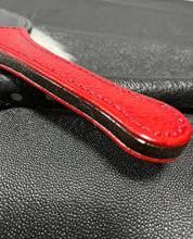 Load image into Gallery viewer, Paddle: Lollipop Style in Red/Black Leather &amp; Sheepskin
