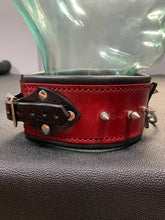 Load image into Gallery viewer, Collar: Red and Black Leather with Spikes
